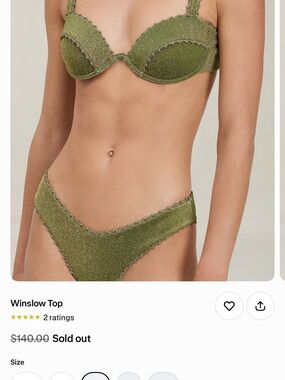 DEVON WINDSOR Shimmery Olive Green Bikini Top